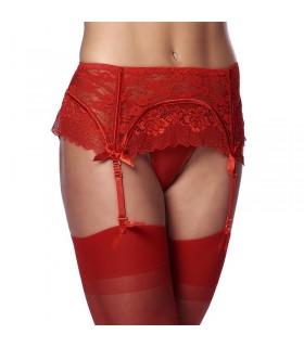 Liguero con Tanga y Medias Rojo