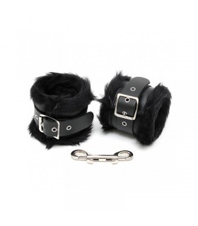 Esposas para Pies Cuero y Pelo Negro 7cm