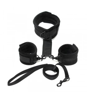Collar y Esposas Desmontables  Negro Ajustables