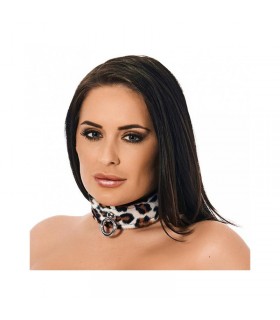 Collar de Cuero Leopardo Ajustable