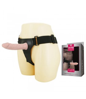 Arnés con Dildo Hueco y Vibración 15.5 x 4.2 cm Natural