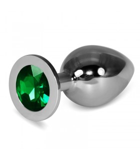 Plug Anal Metal RoseBud Classic con Joya Verde Talla L