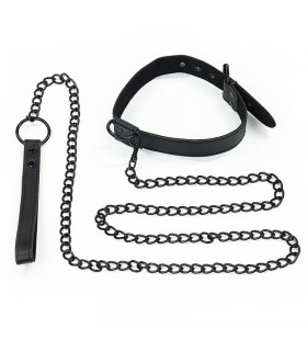 Collar con Correa Negro Mate