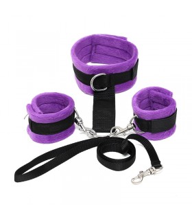 Collar y Esposas  Desmontable Púrpura Ajustable