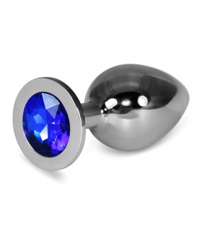 Plug Anal de Metal Rosebud Classic con Joya Azul Oscuro Tall