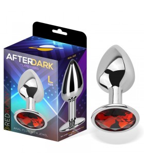 Plug Anal con Joya Rojo Rubí Talla L Aluminio