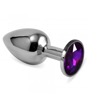 Plug Anal Plateado Rosebud Classic con Joya Púrpura Talla S