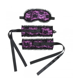 Rimba Bondage Play Esposas y Máscara Estilo Burlesque Color 
