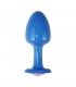 Plug Anal de Metal Azul Rosebud con Joya Rosa