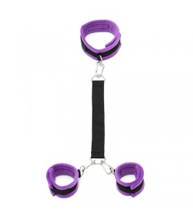 Collar y Esposas con Correas Ajustables  Púrpura