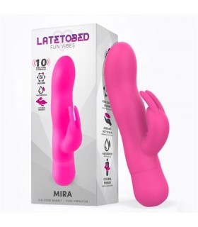 Mira Vibrador con Conejito Silicona Rosa