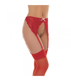 Rimba Amorable Liguero de Cadera con Medias Color Rojo Talla
