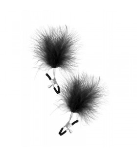 PINZAS PEZONES PLUMA NEGRAS SWEET CARESS