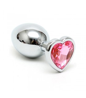 Plug Anal Acero Inox Cristal Corazón Rosa