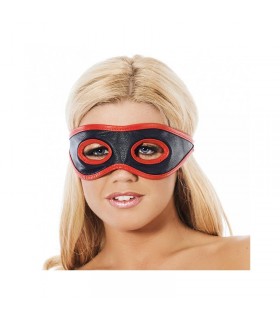 Antifaz Cuero con Aberturas en los Ojos  Rojo y Negro