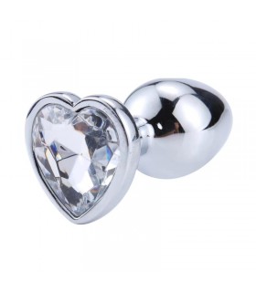 Plug Anal con Joya de Corazón Blanco Talla M