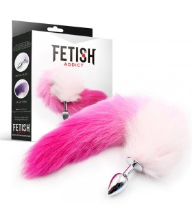 Plug Anal con Cola Rosa y Blanca Talla S