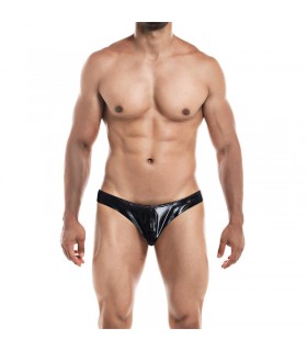 Slip Bikini de Corte Bajo Provocative Negro Skai